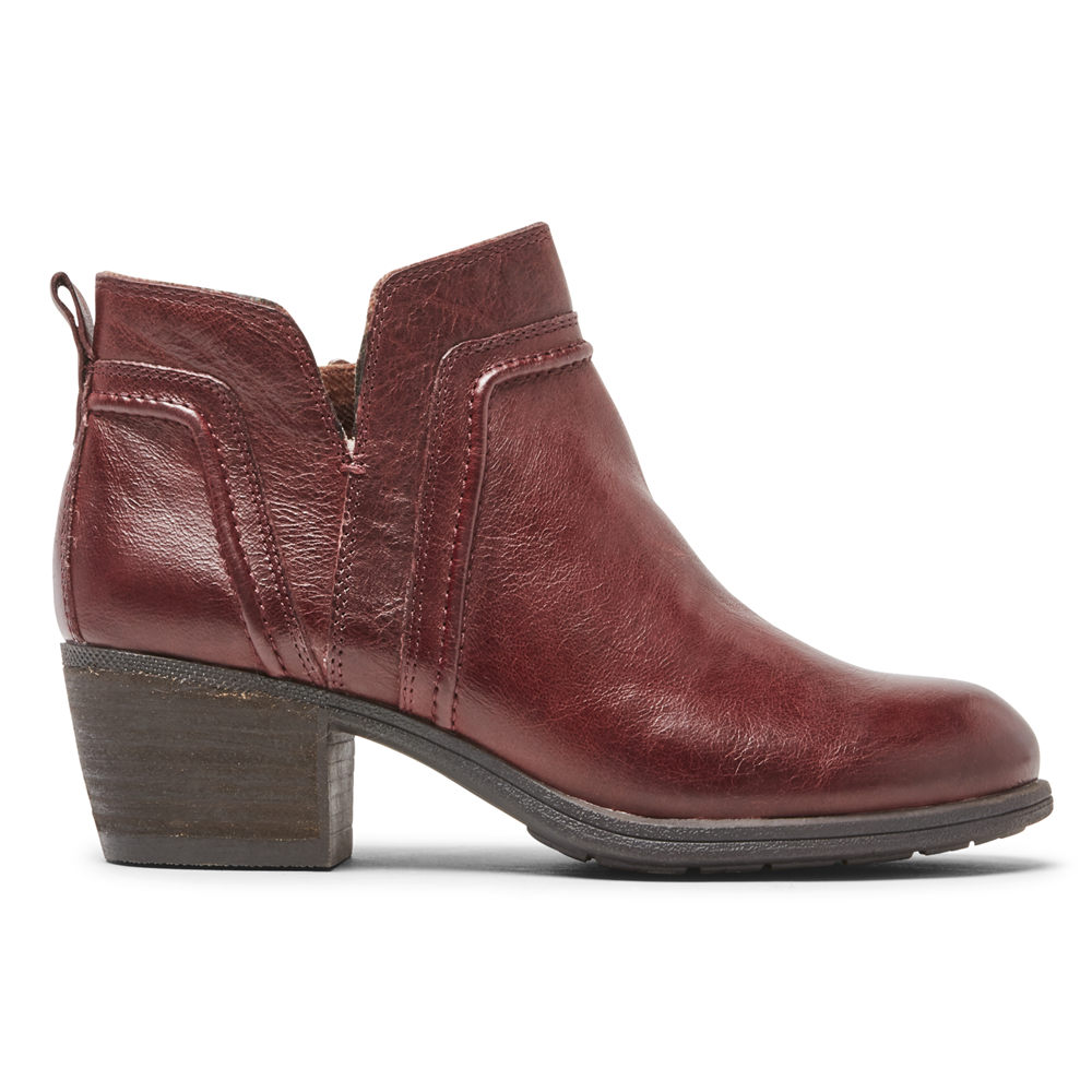 Rockport Womens Booties Burgundy - Cobb Hill Anisa V-Cut - UK 751-GMIZKS